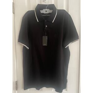 MERCERISED PIQUÉ POLO SHIRT Navy Polo Shirt w/white trim at collar. A70